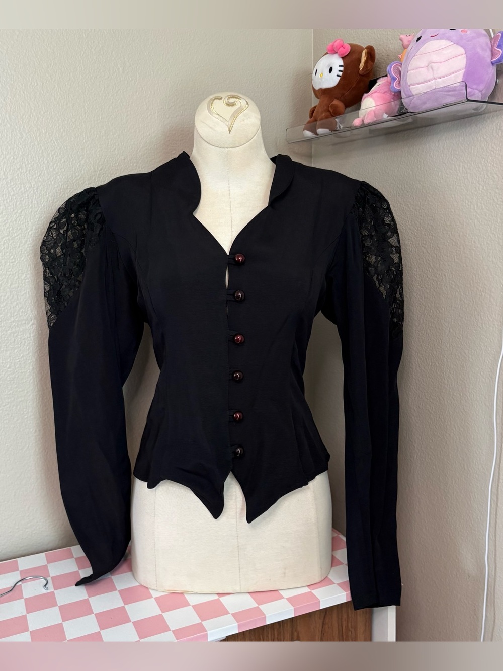 Designs true vintage Victorian dark coquette goth Edwardian style button up top
